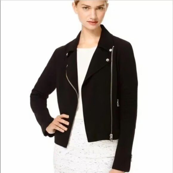 Wilfred Black Crepe Moto Jacket in Size Small - Picture 2 of 6